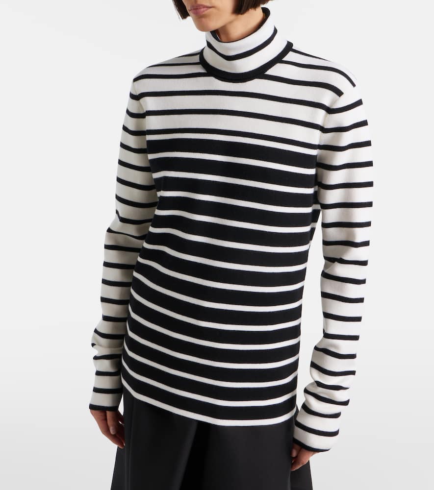 Striped wool-blend turtleneck sweater