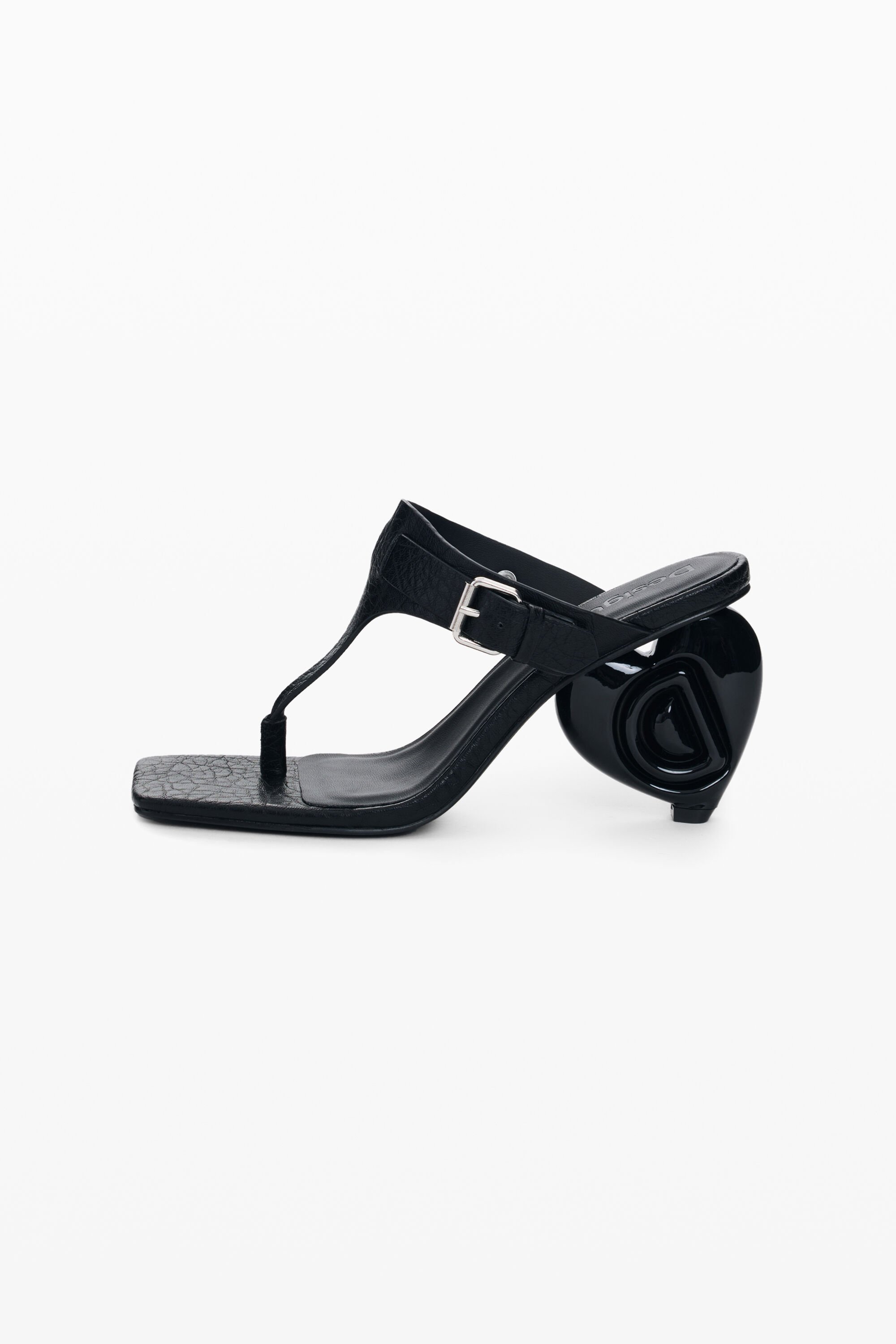 Heeled sandal leather effect