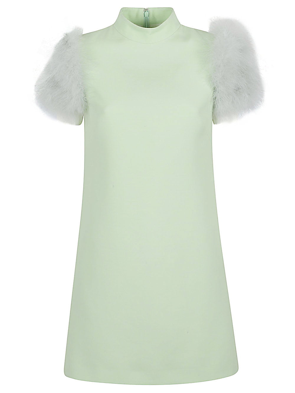 Feathered wool and silk dress