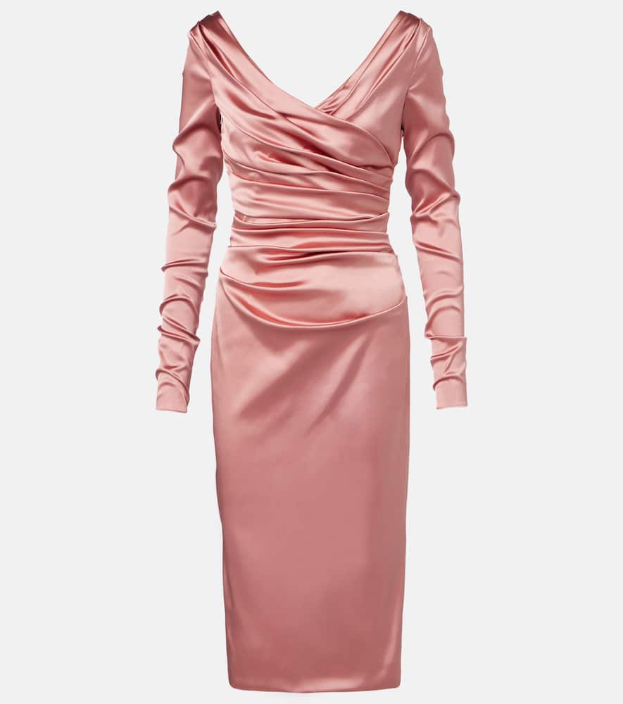 Draped satin midi dress