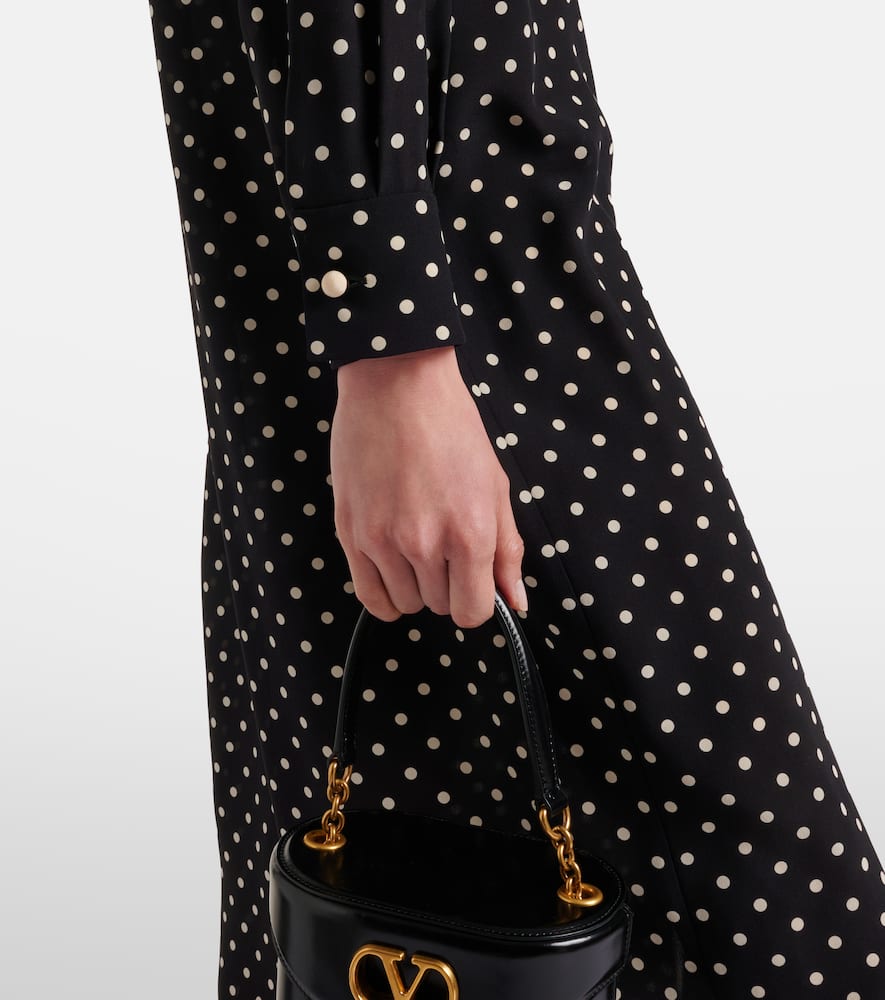 Polka-dot lace-trimmed silk shirt dress