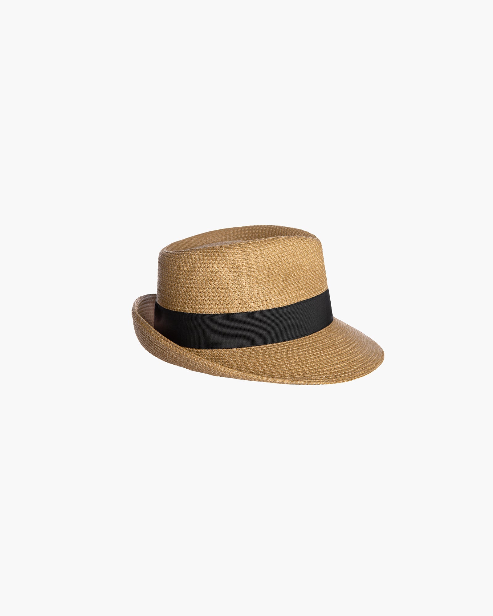 Squishee Classic Fedora for Women, Natural/Black, Packable Straw Hat