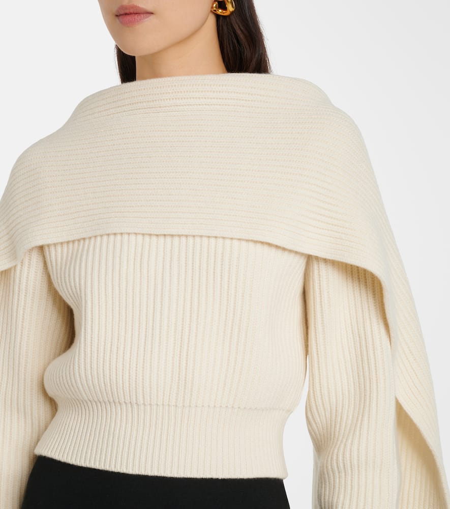Cropped wool and cashmere scarf sweater