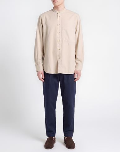 Man Shirt Beige Size 42 Cotton
