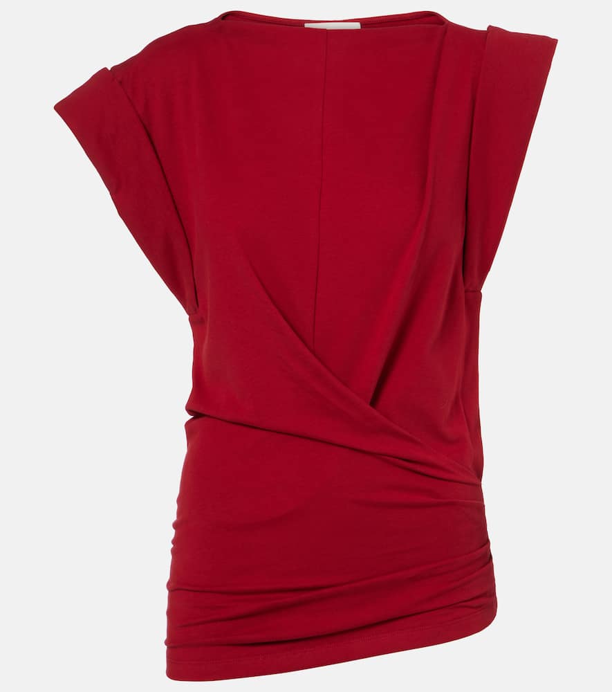 Draped cotton jersey top