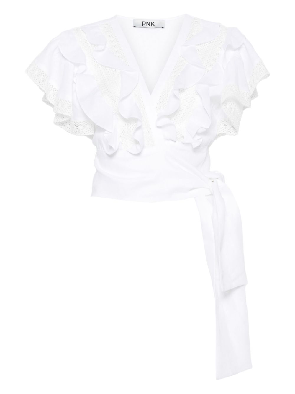 Lace-trimmed linen blouse - White