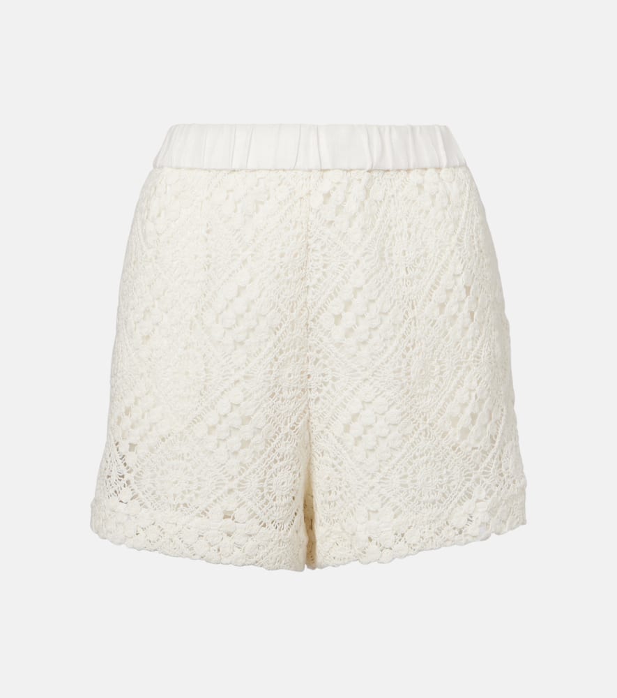 Crochet high-rise cotton shorts