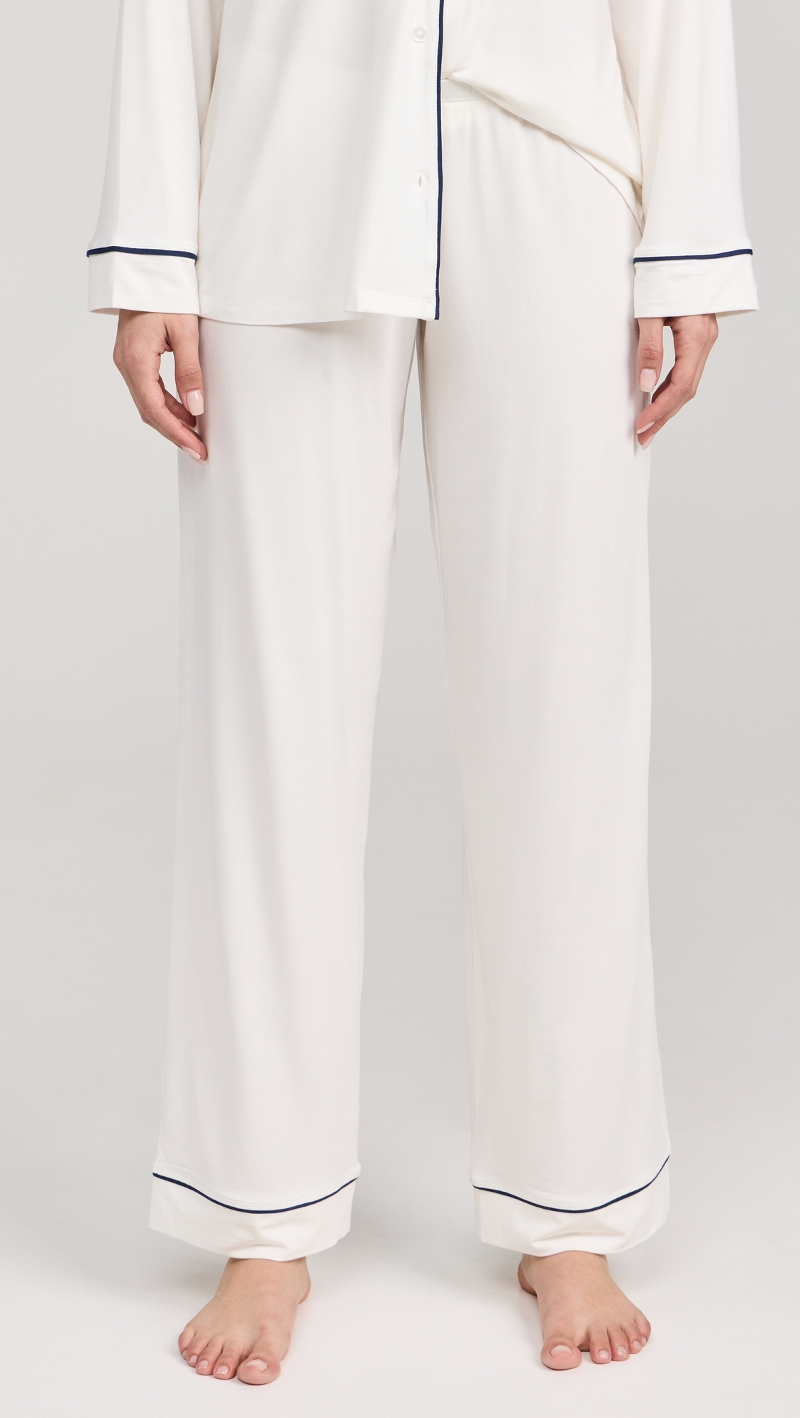 Gisele The Long Pajama Set Pure Ivory/Navy