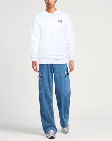 Man Sweatshirt White Size L Cotton, Elastane