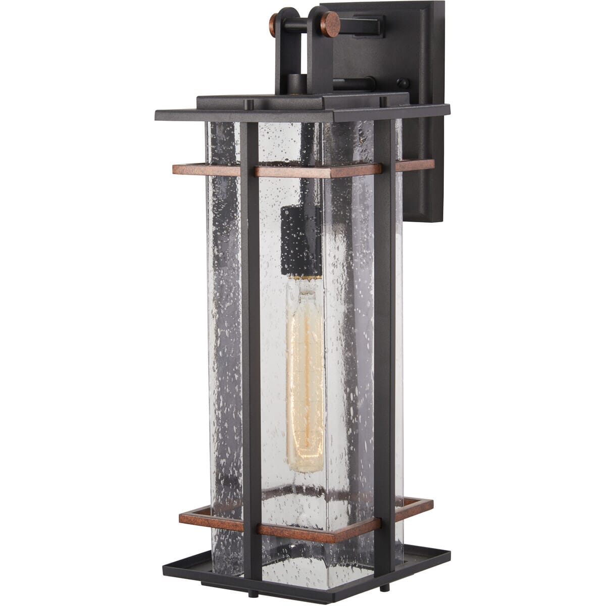 San Marcos 18" Outdoor Wall Light in Black with Antique Copper Accent