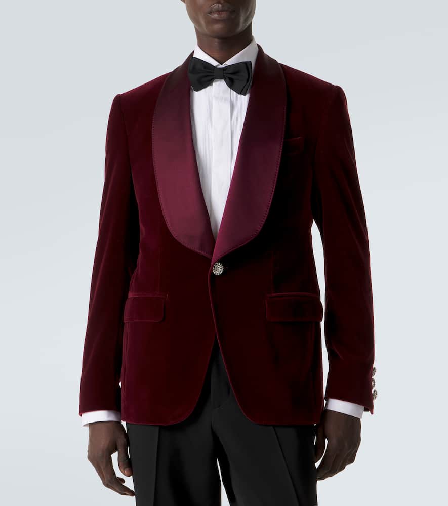 Cotton-blend velvet tuxedo jacket