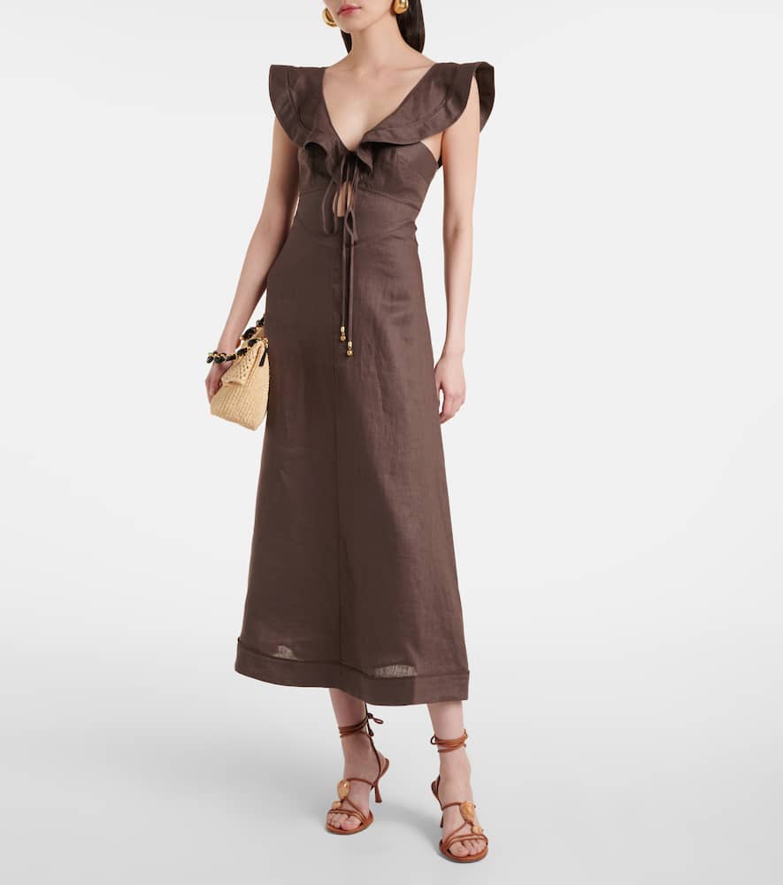 Rhiannon ruffled linen midi dress