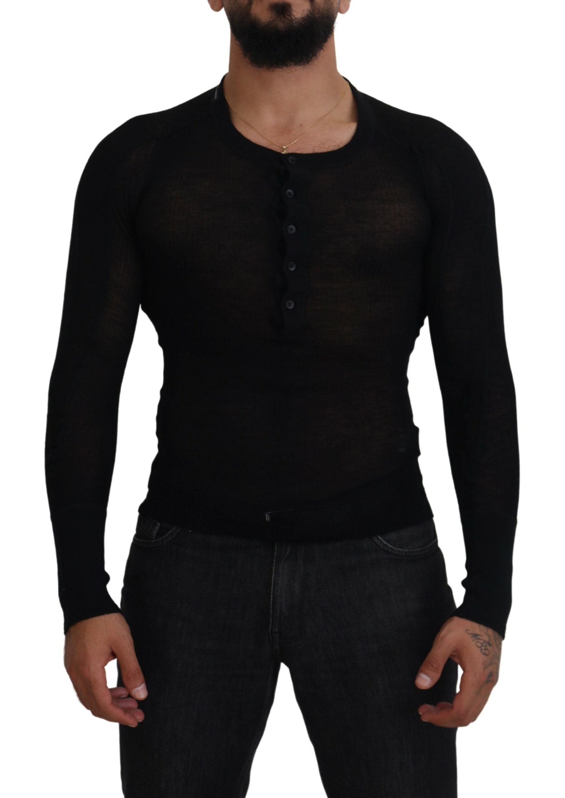 100% Cashmere Button Cardigan — Black