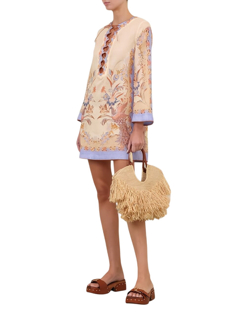 Zimmermann - indra linen dress contrast trim flora