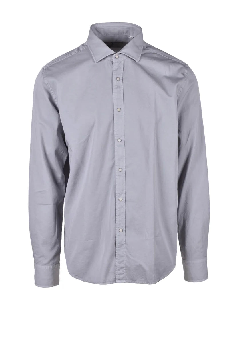 Grey Crewneck Cotton Shirt