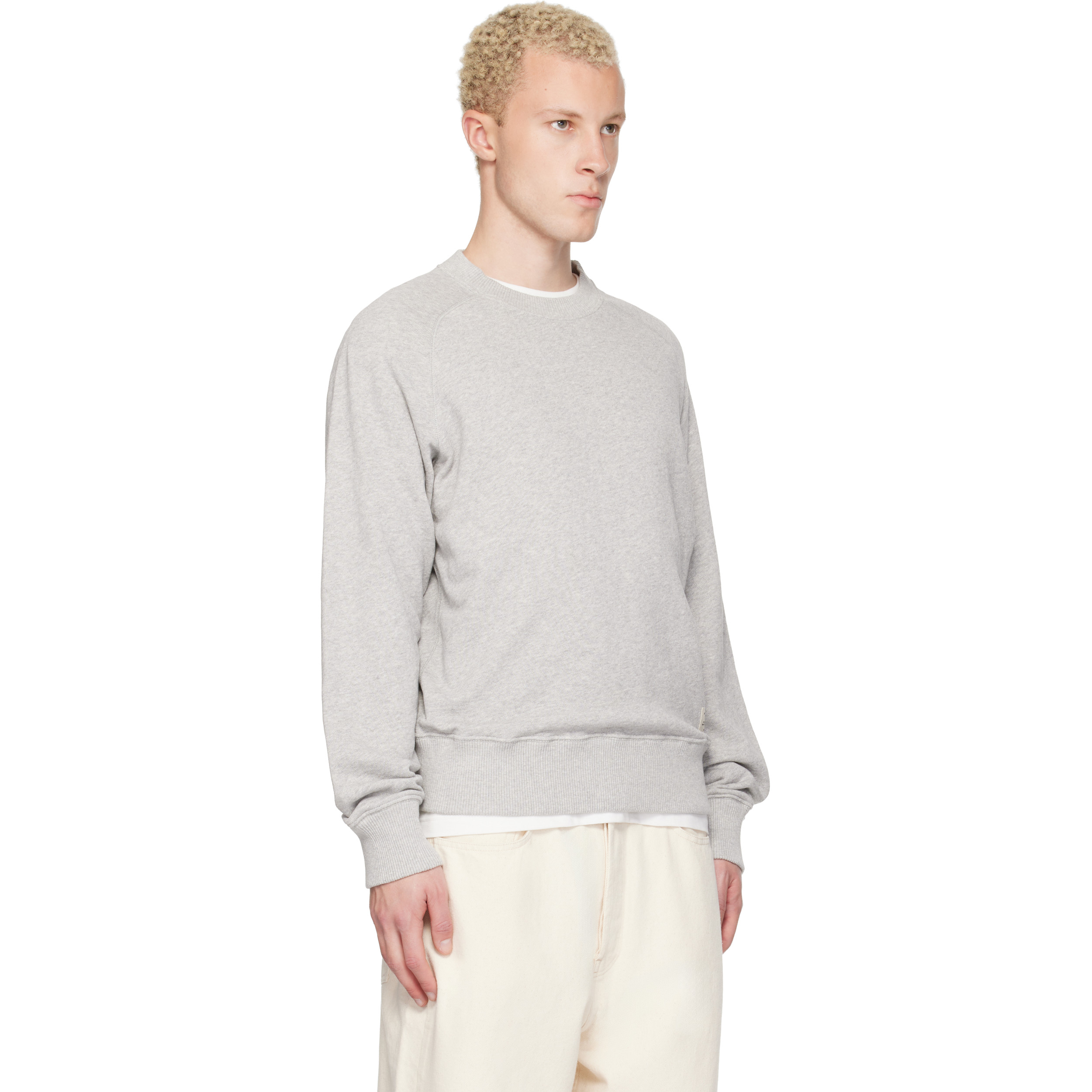 Gray Retro Fleece Raglan Cotton Sweatshirt