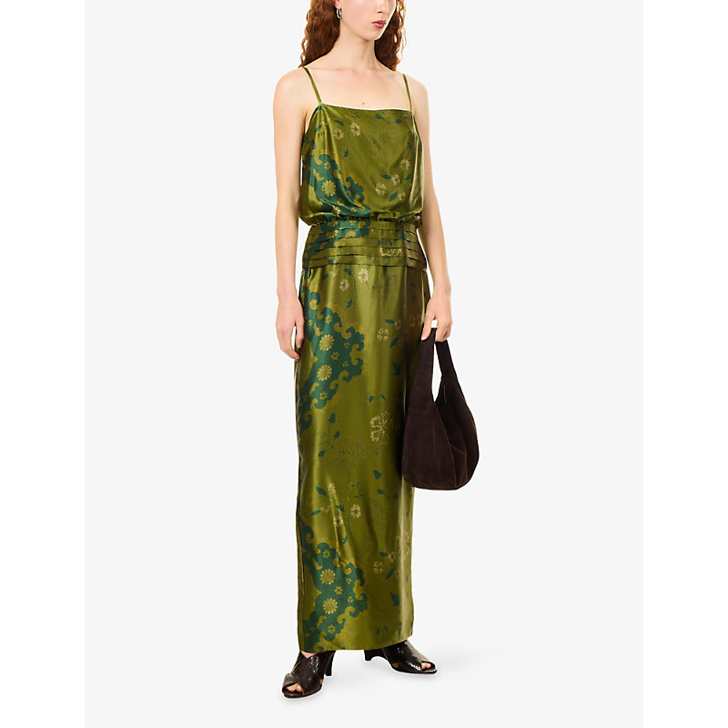 Womens Ofelia Printed Silk Midi Dress