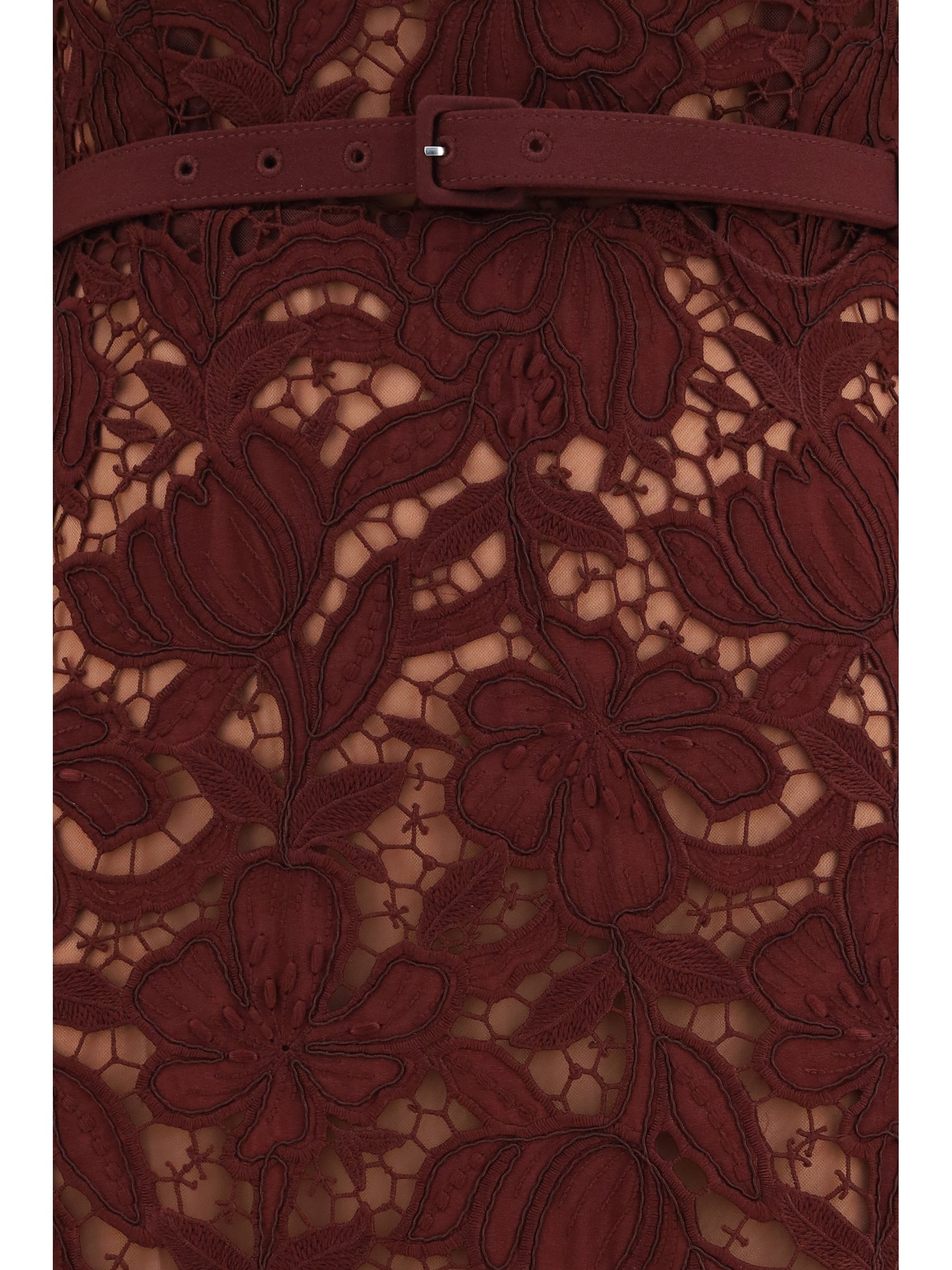 Lace Midi Dress — Burgundy