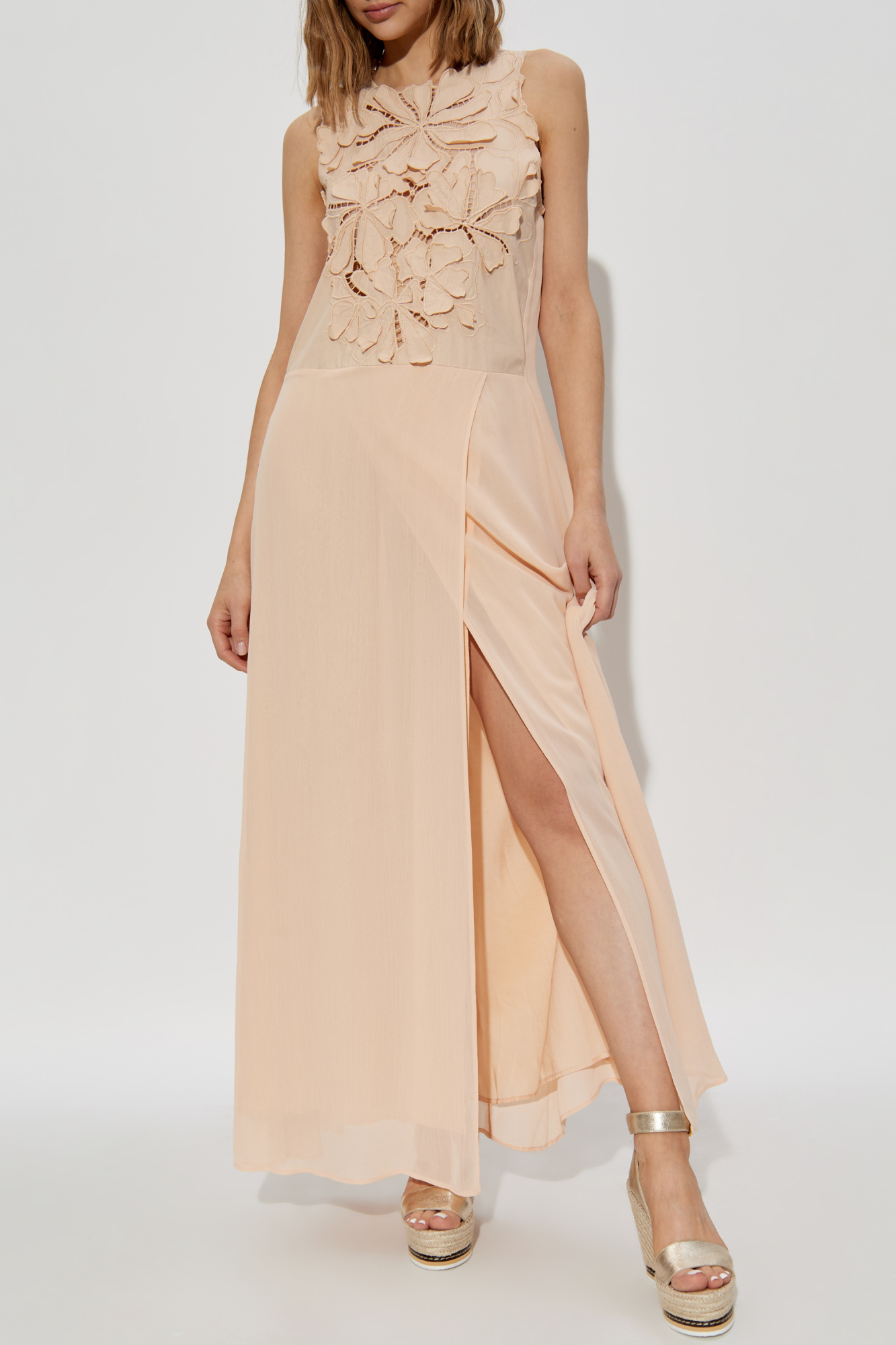Forte_forte Dress With Floral Trim, Women's, Pink