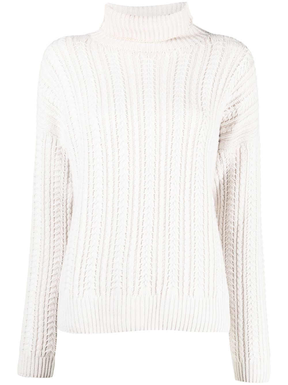 Ribbed-knit roll-neck jumper - White
