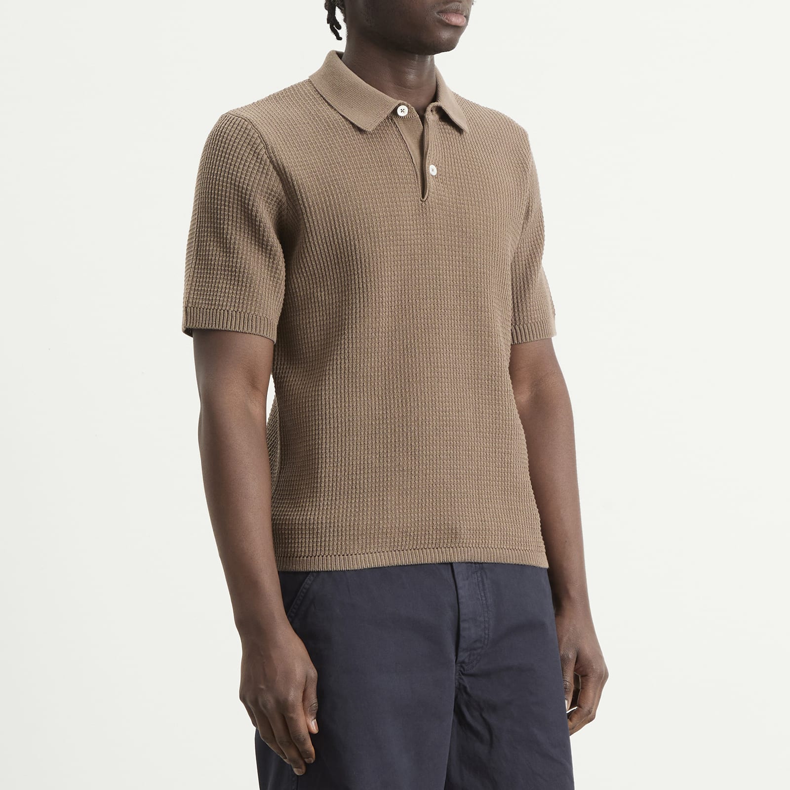 Men's Anholt Cotton Crepe Polo in Walnut