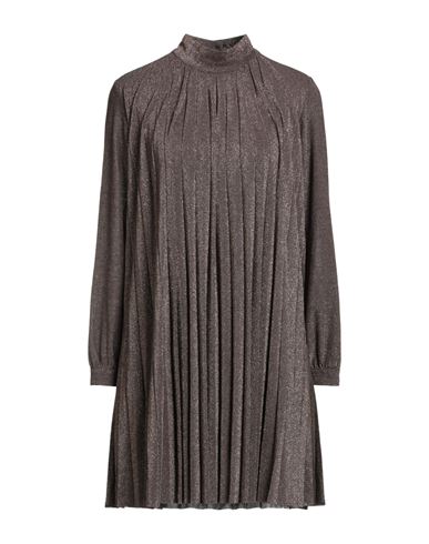Crochè Woman Mini dress Bronze Size M Polyester, Viscose, Polyamide, Metallic Polyester, Elastane