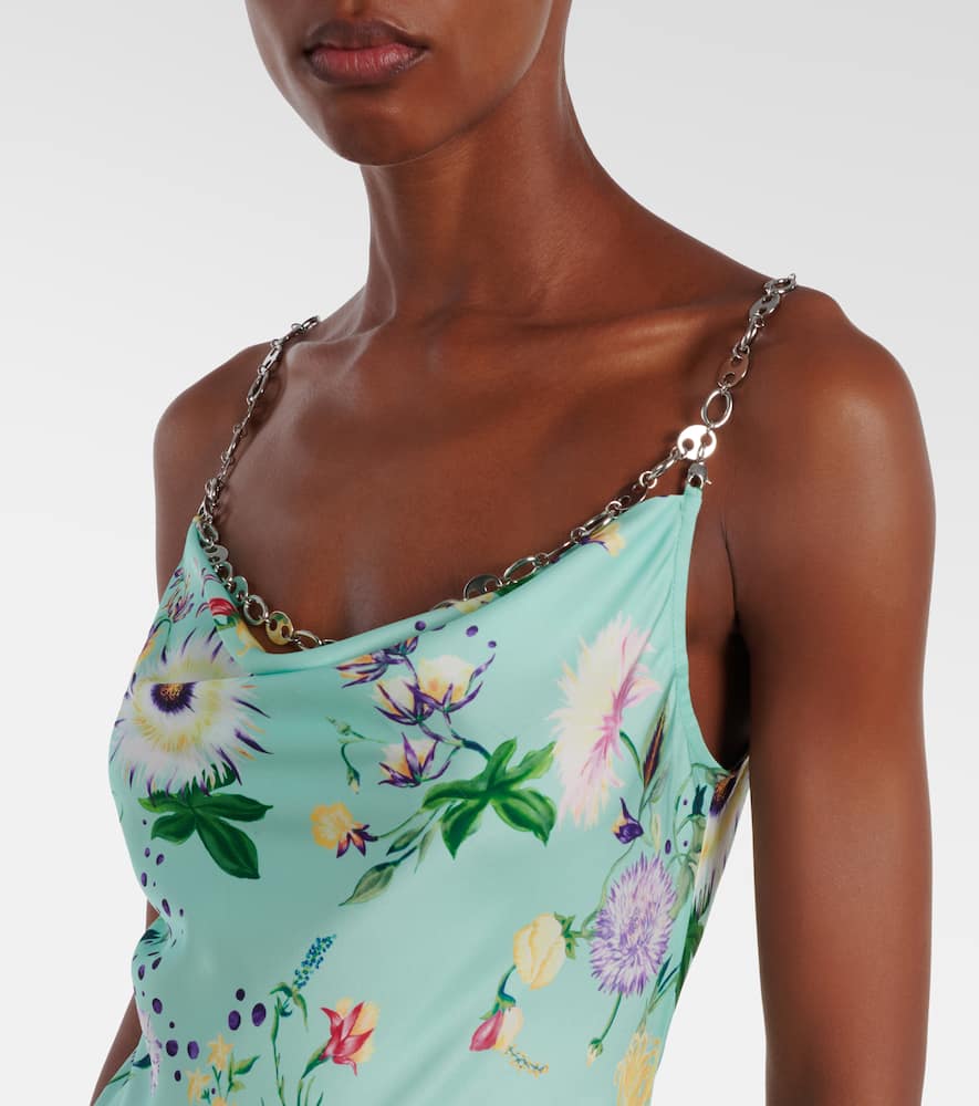 Chain-detail floral maxi dress