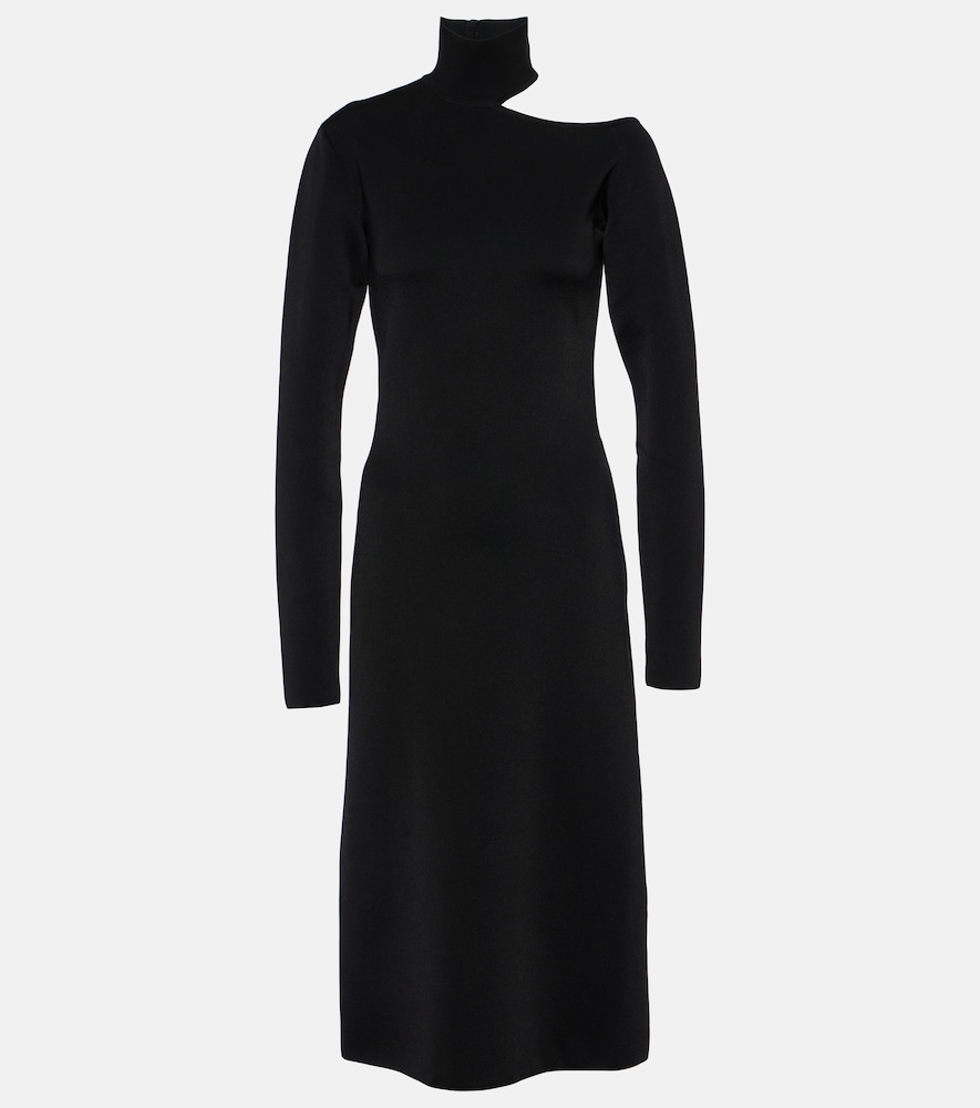 Mockneck jersey midi dress