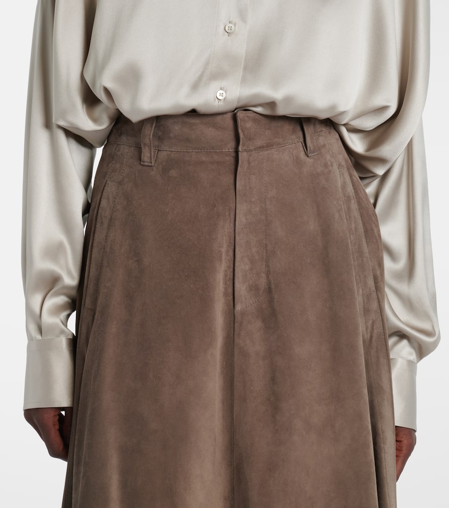 Suede midi skirt