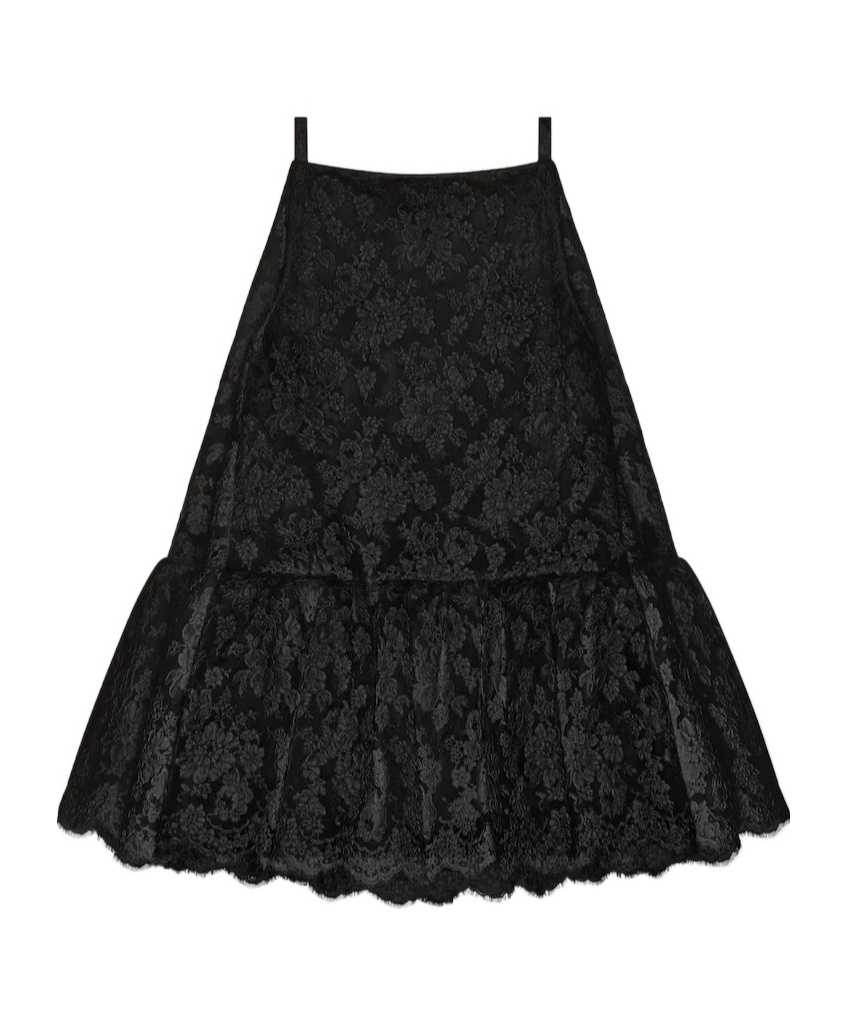 Sliced mini ruffled dress in lace