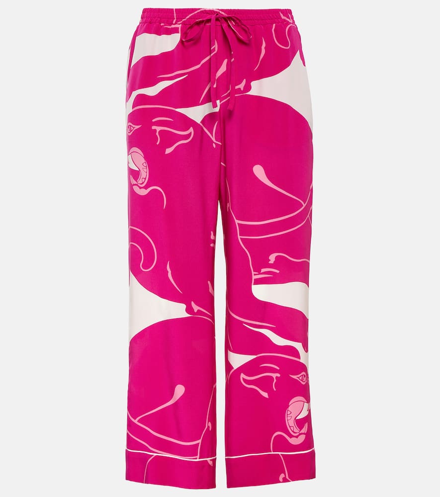 Panther crêpe de chine pants