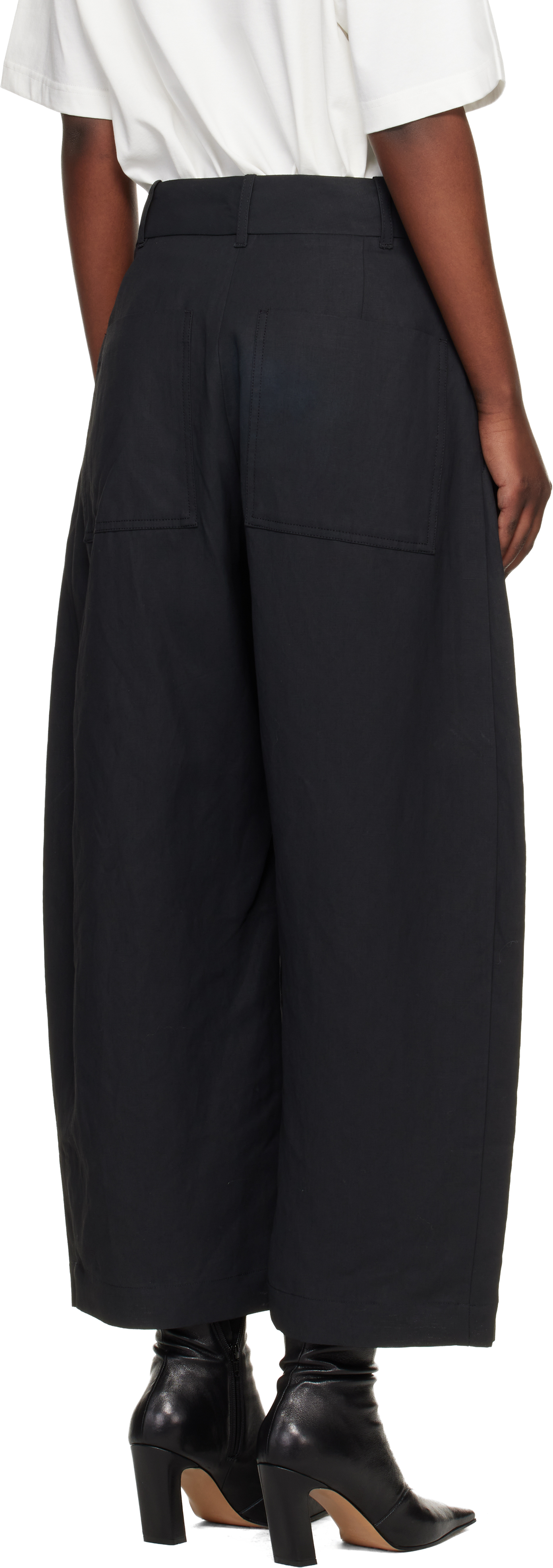 Black Chalco Linen Trousers