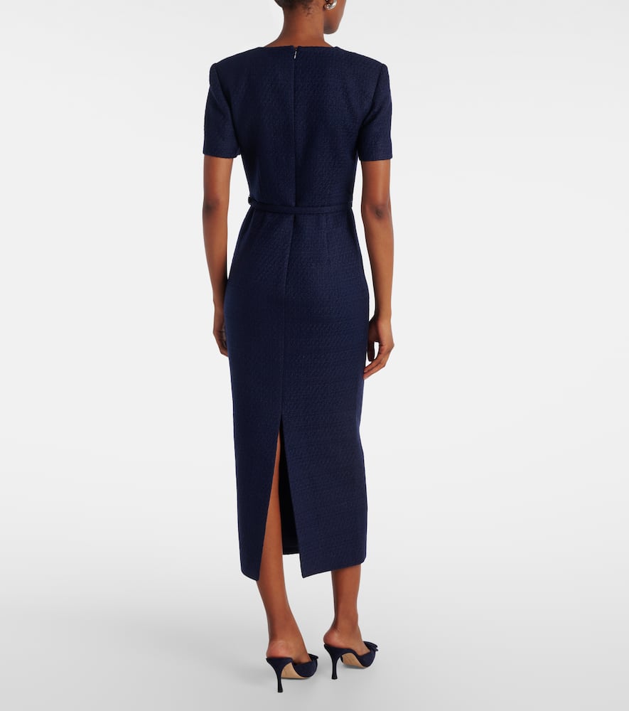Belted bouclé midi dress
