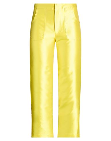 Woman Pants Yellow Size 2 Polyester, Silk
