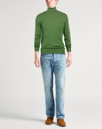 Man Turtleneck Green Size 40 Merino Wool