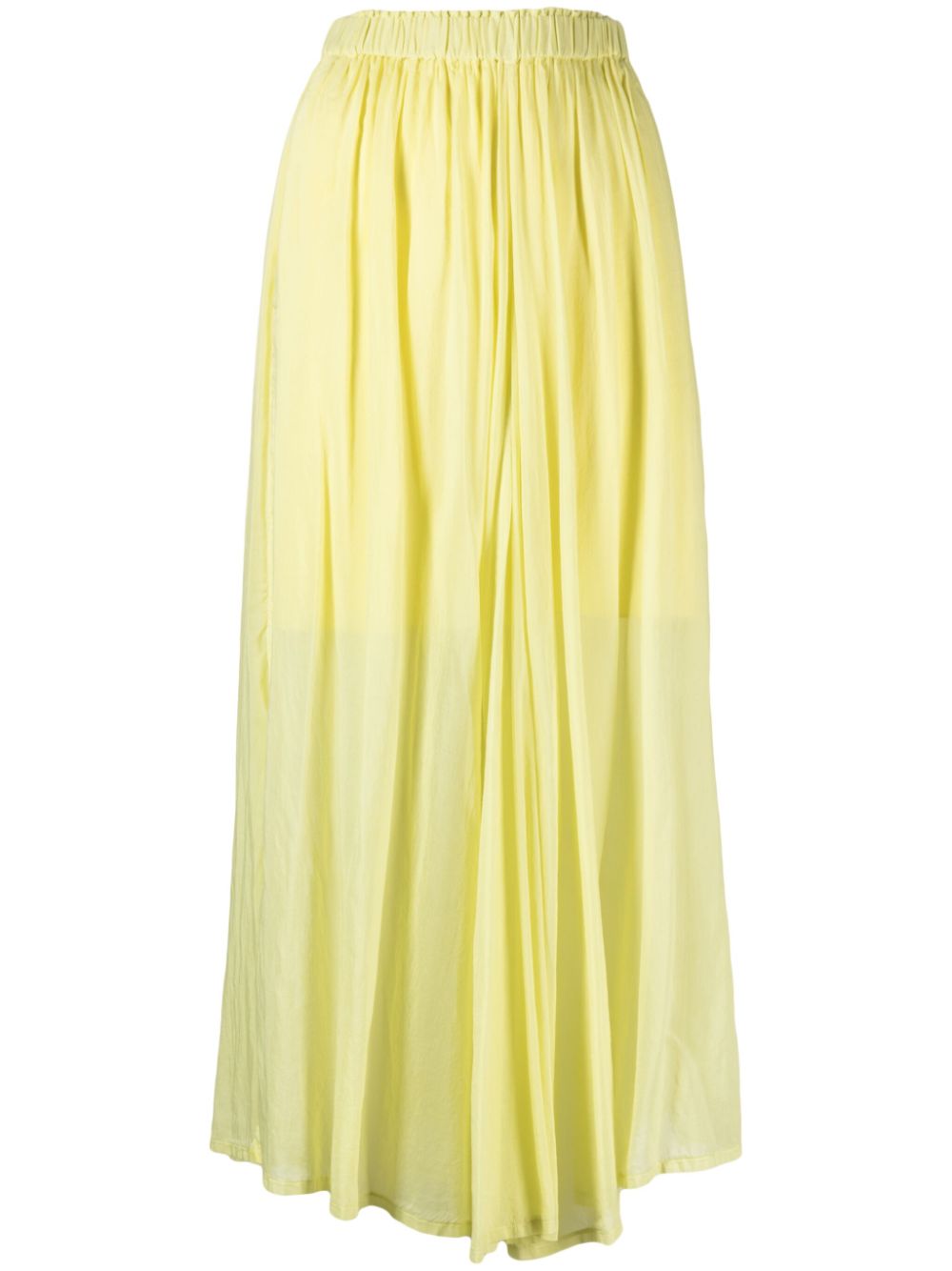 Semi-sheer elasticated-waist midi skirt - Yellow