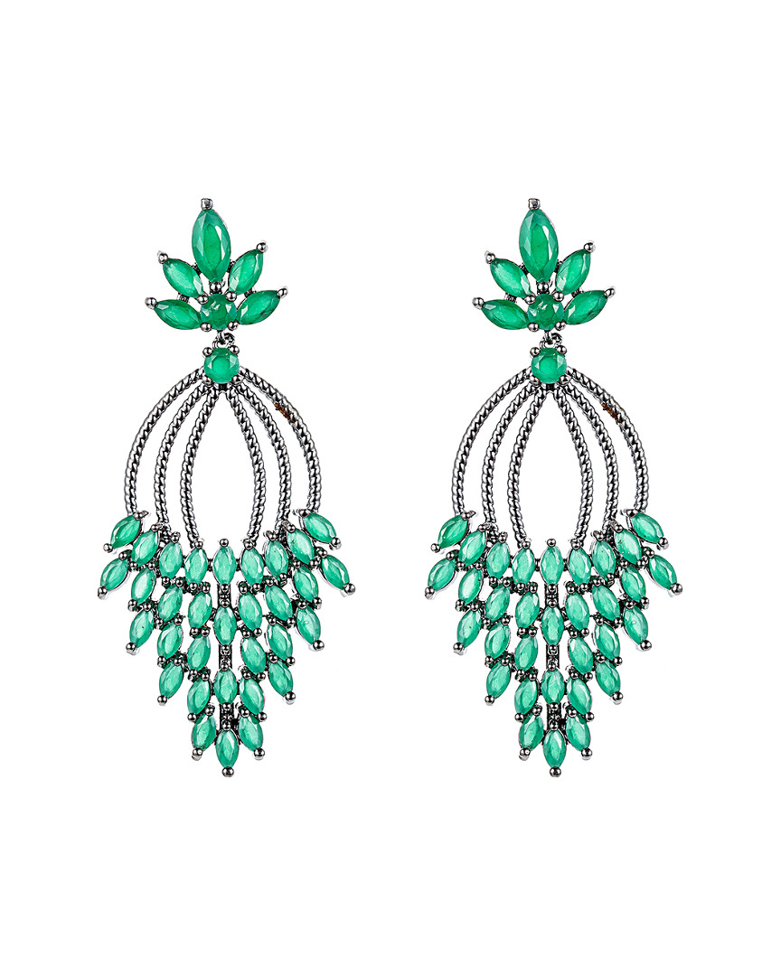 Green Leaf CZ Crystal Drop Earrings