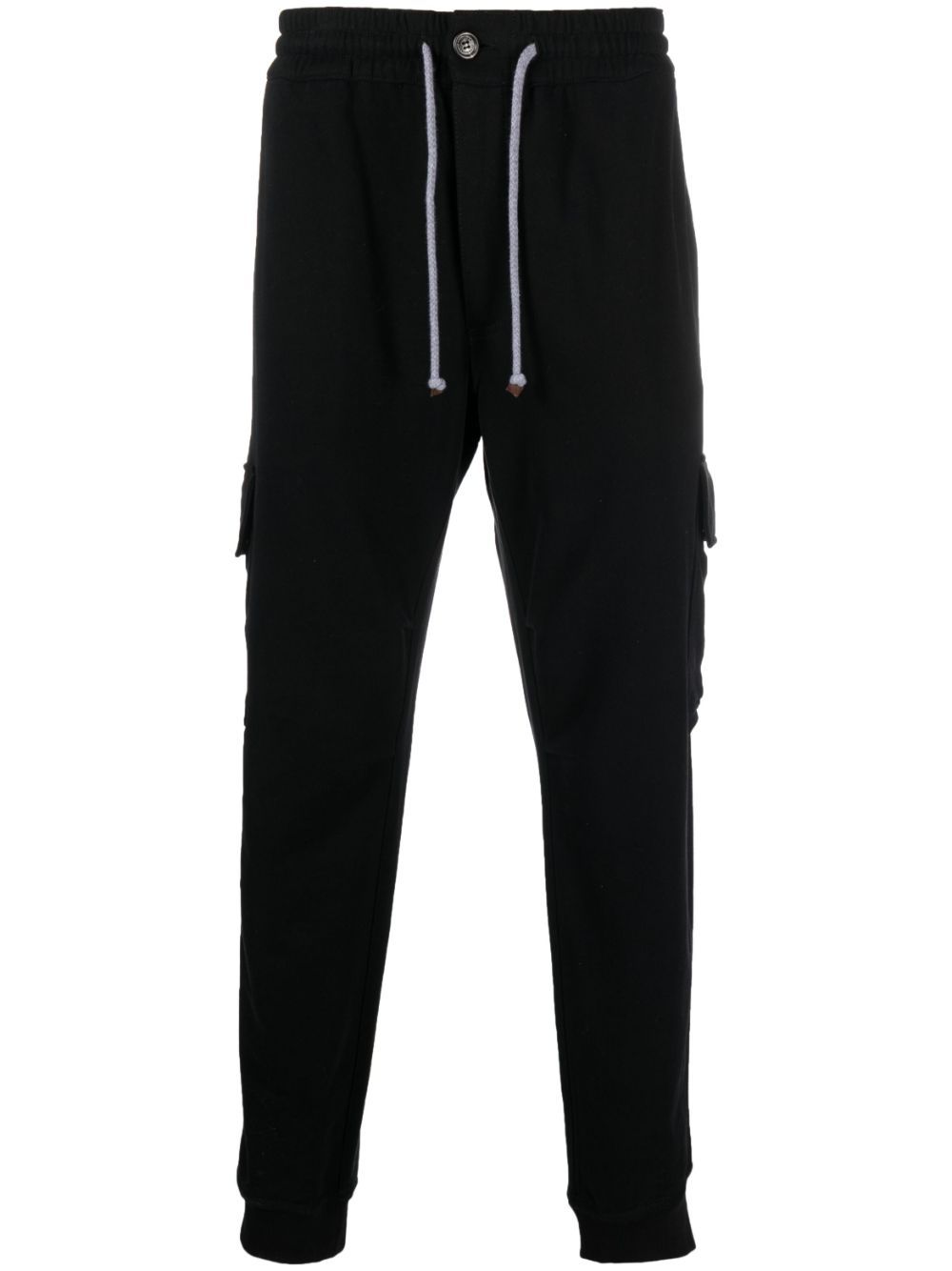 Drawstring cargo cotton trousers - Black