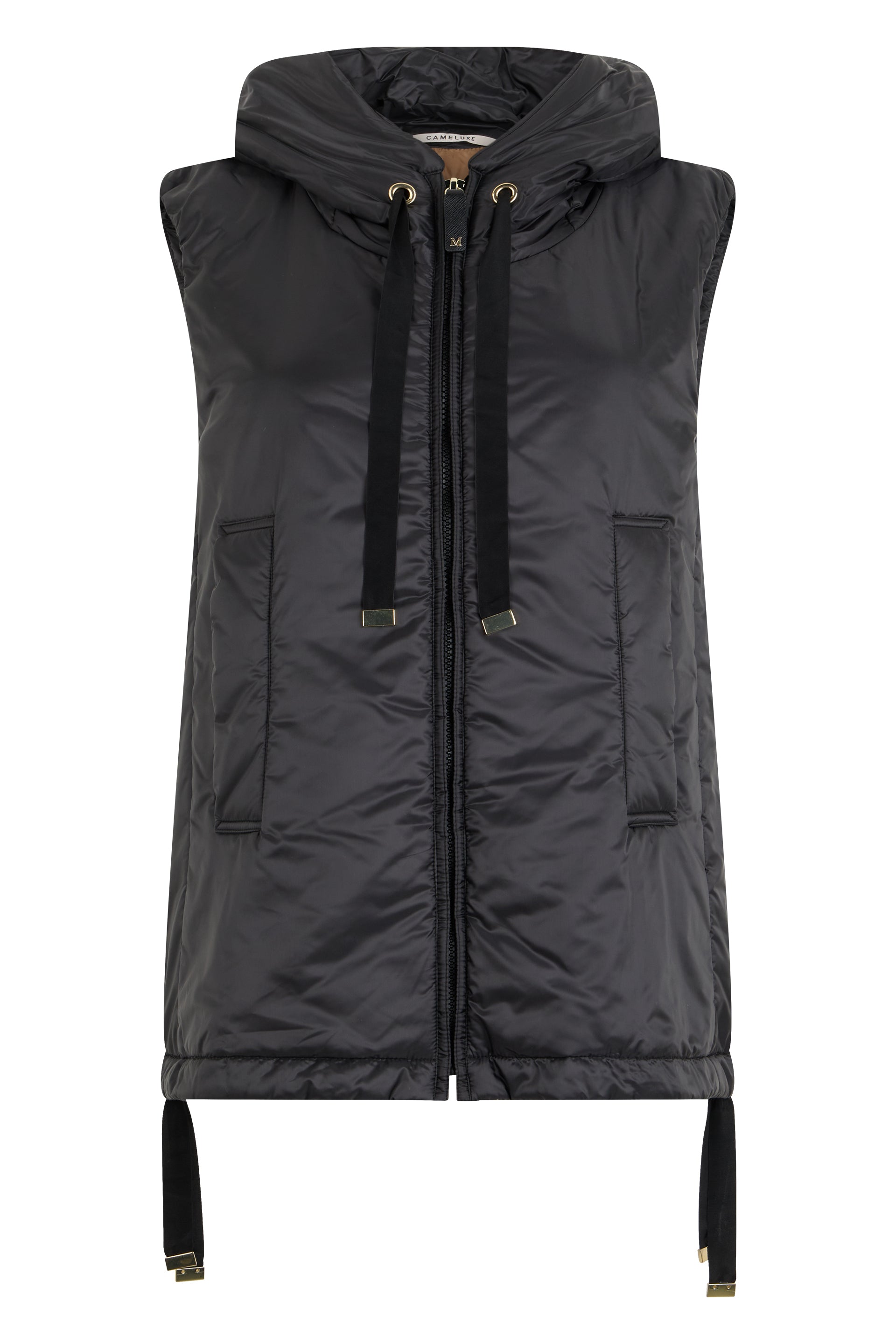 Max Mara Padded Hooded Vest Gilet with Adjustable Side Laces