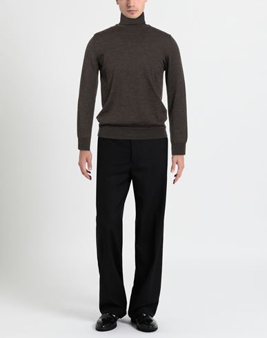 Man Turtleneck Dark brown Size 46 Merino Wool