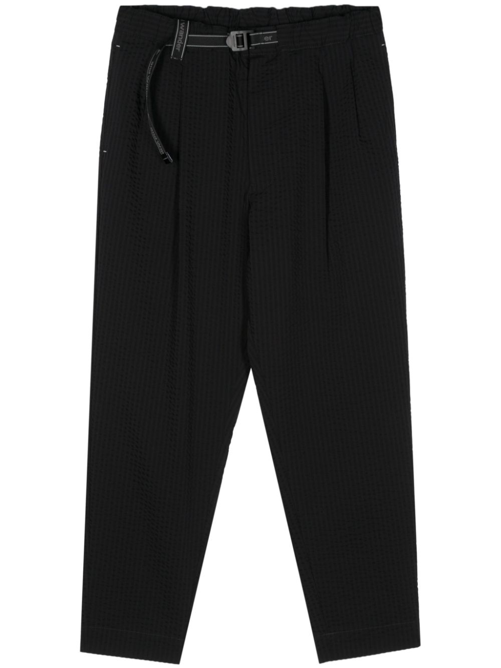 Seersucker tapered-leg trousers - Blue