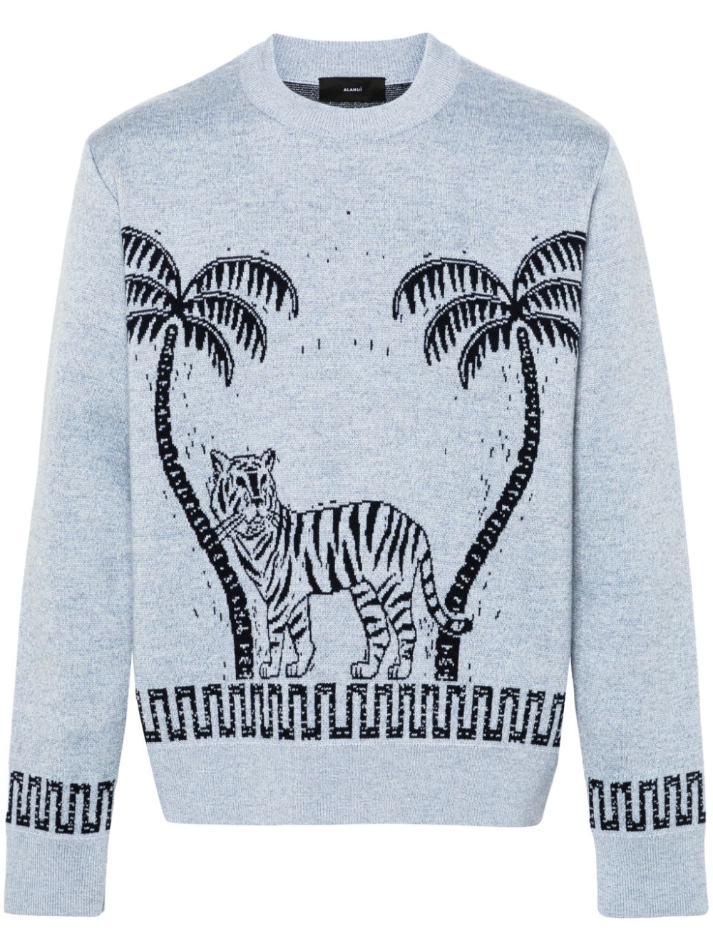 Wood Block patterned-jacquard jumper - Blue