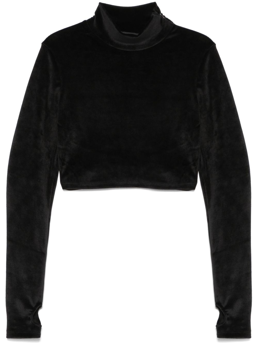 Chocker-detailed velvet T-shirt - Black