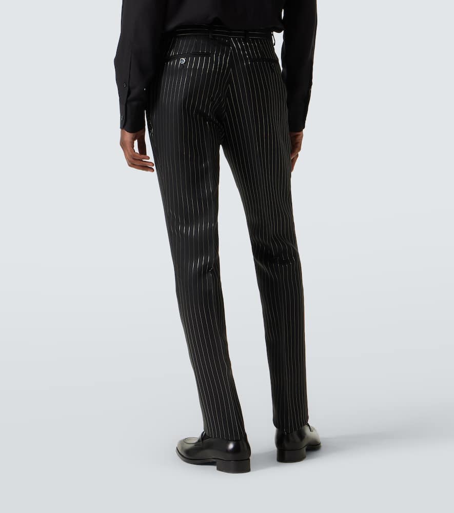 Dylan striped wool and silk suit pants