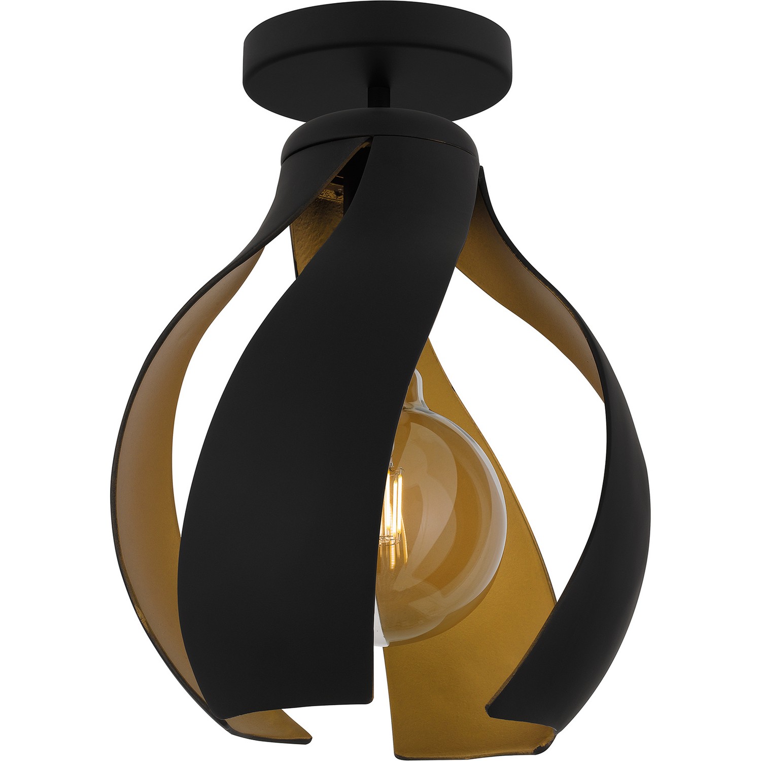 Matte Black One Light Semi Flush Mount from the Quoizel Semi-Flush Mount Collection
