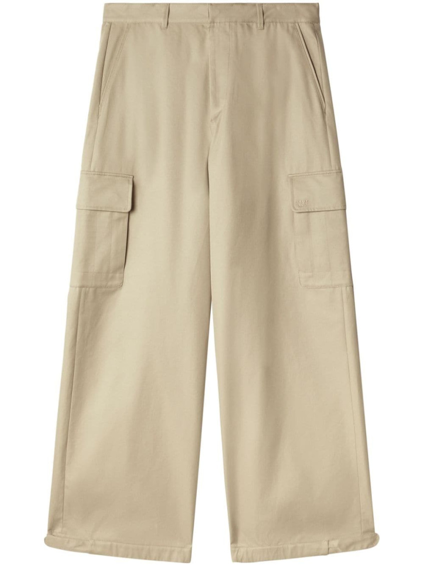 Wide-leg cargo trousers - Neutrals