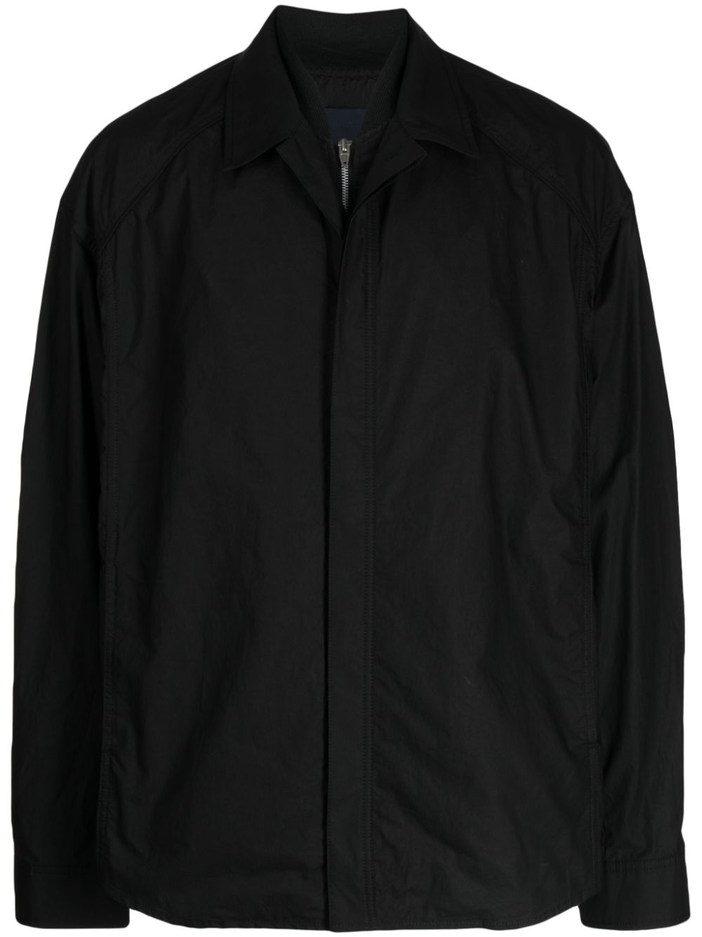 Layered cotton shirt jacket - Black