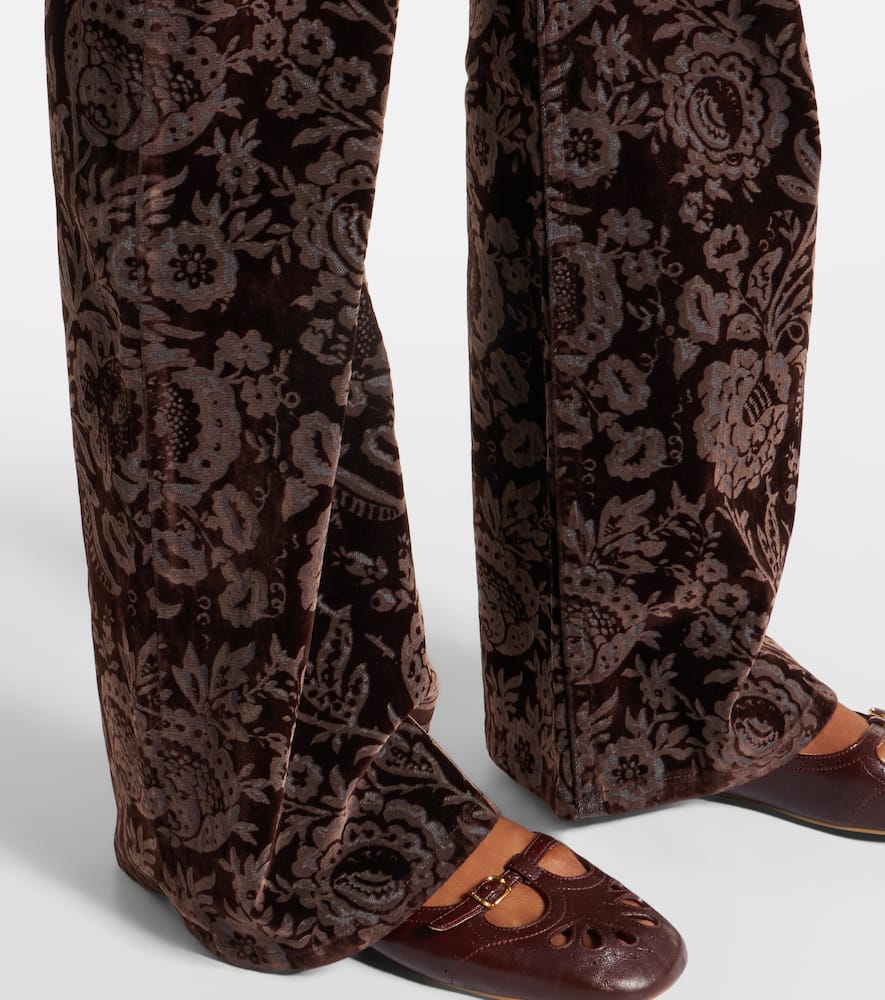 Chloé Floral high-rise velvet straight pants
