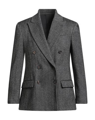 Woman Blazer Black Size 10 Virgin Wool, Wool, Polyamide, Elastane, Brass