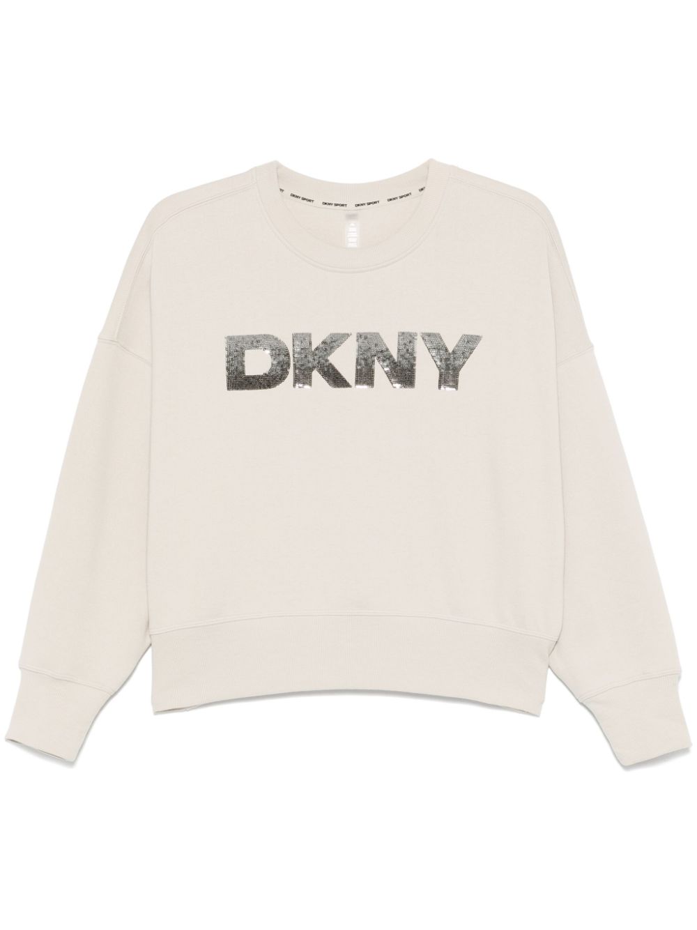 Sequinned-logo sweatshirt - Neutrals